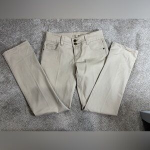 Cabi Pants Womens Size 8 Ivory Cotton Denim Jeans Boyfriend Straight Mid Rise
